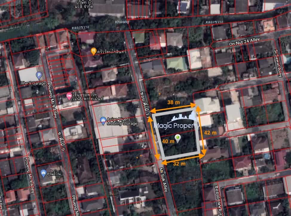 1 Rai 17 Sq.wah Land For Sale at Soi Sukhumvit 93 (Phueng Mi 11 Alley), Bang Chak, Phra Khanong, Bangkok 10260. Near BTS Bang Chak...